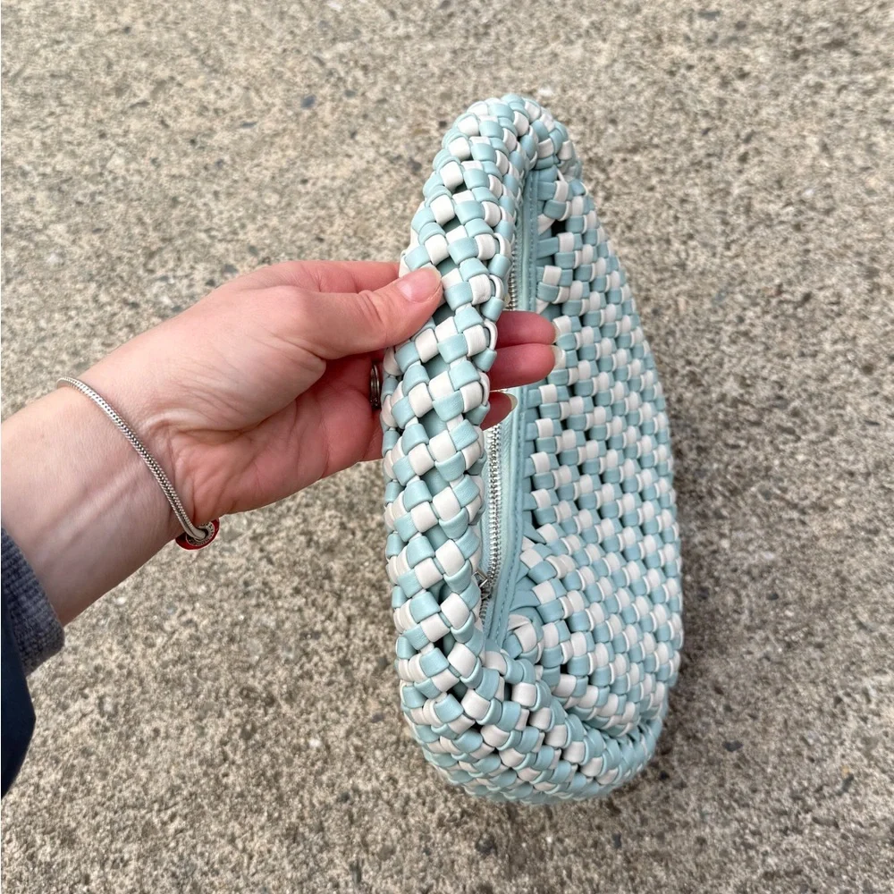 Sincerely Jules Woven Mini Hobo Bag – Mint & White